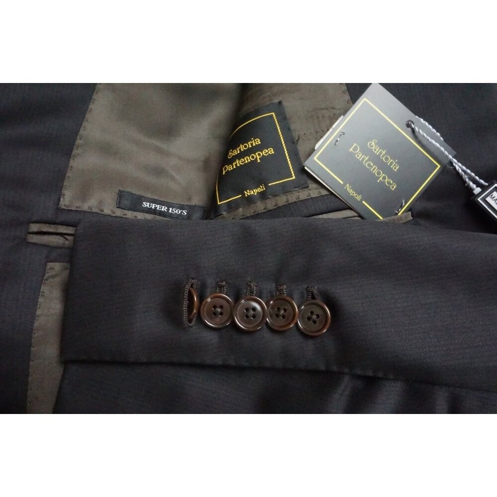 Sartoria Partenopea Dark Brown S150s Wool 2 Pc Suit Jacket Pants 40R NEW